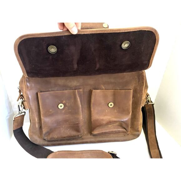 Jack&Chris Brown Leather Laptop Messenger/Briefcase – Men’s Business Travel - Picture 2 of 10